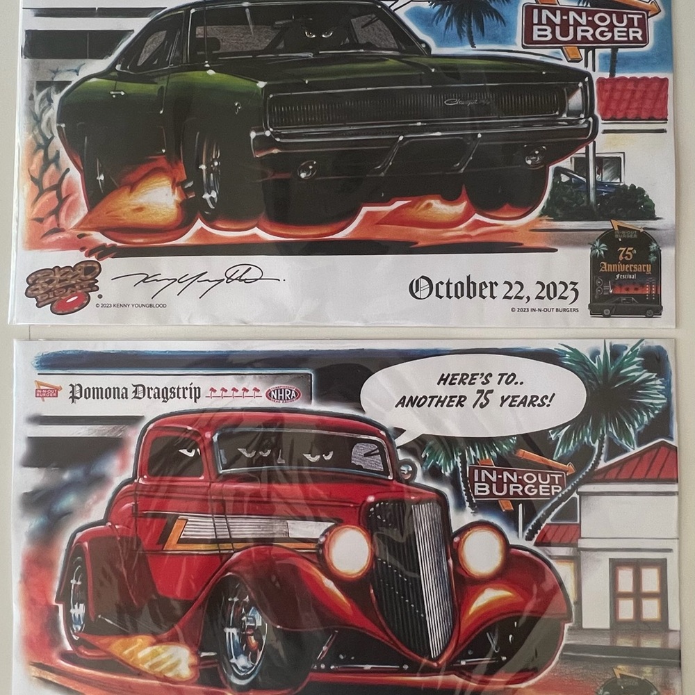 IN-N-OUT BURGER 75th Anniversary Kenny Youngblood Poster - Red & Green Pair